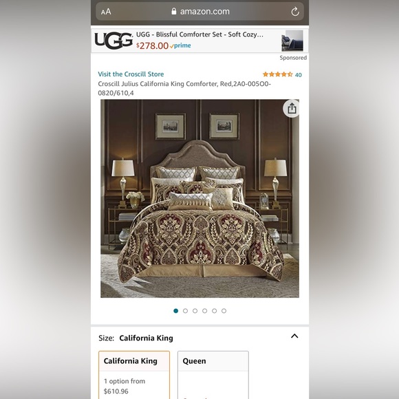 Croscill Julius California King Comforter, - Picture 6 of 7